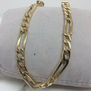 14k Yellow Real Solid Gold Figaro  Bracelet 8 1/4''   6.20mm  18.50gr